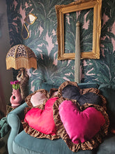 Load image into Gallery viewer, Kitsch..... hot pink velvet heart Cushion