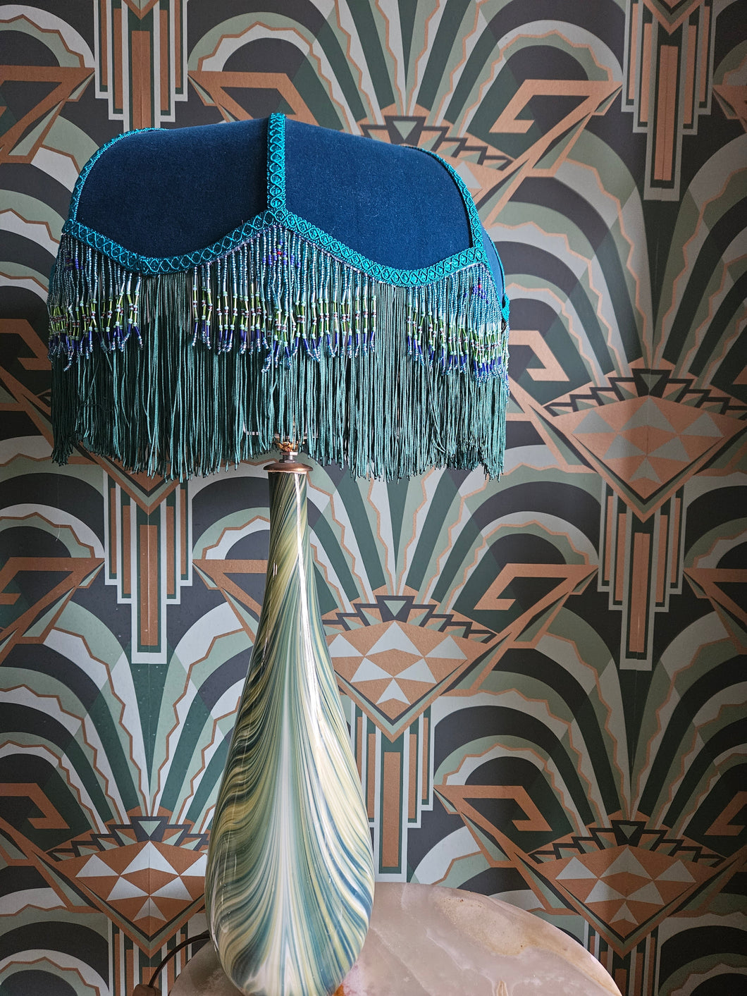 Hollywood Charleston Deco Teal lampshade