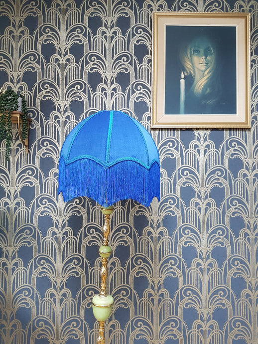 Electric Blue Art Deco Lampshade