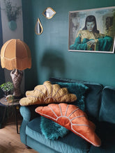 Load image into Gallery viewer, Old gold deco fan cushion
