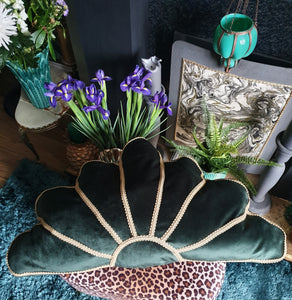 Bottle Green Deco Fan Cushion