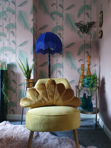 Old gold deco fan cushion