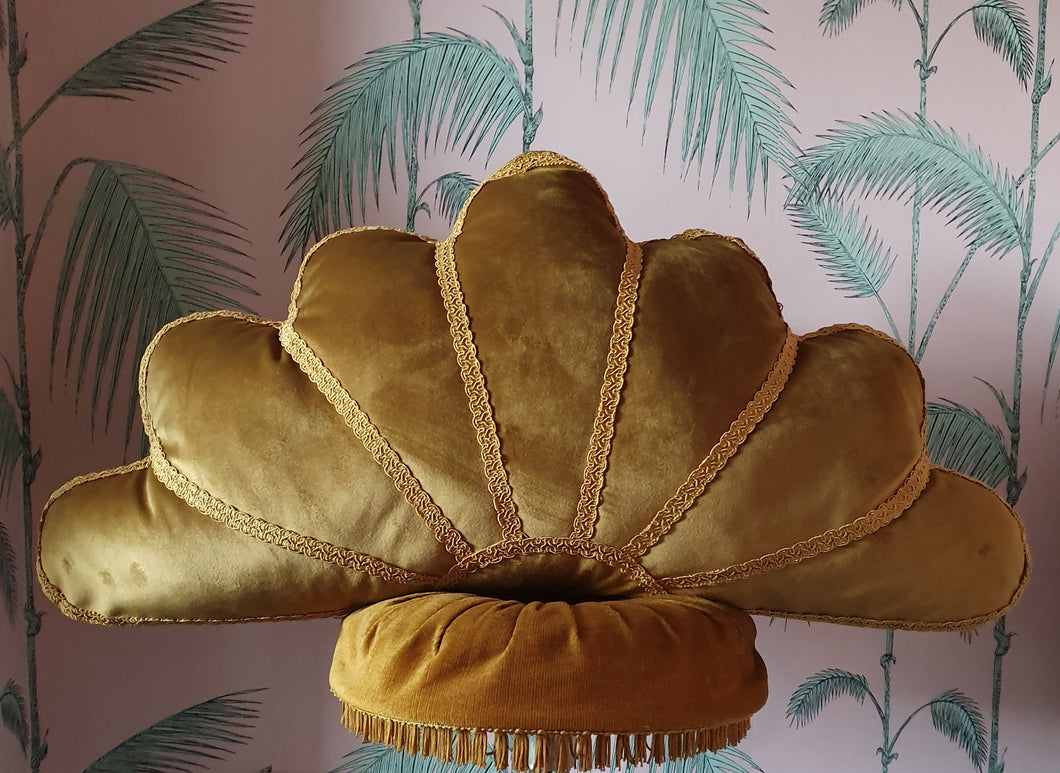 Old gold deco fan cushion